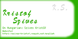 kristof szives business card